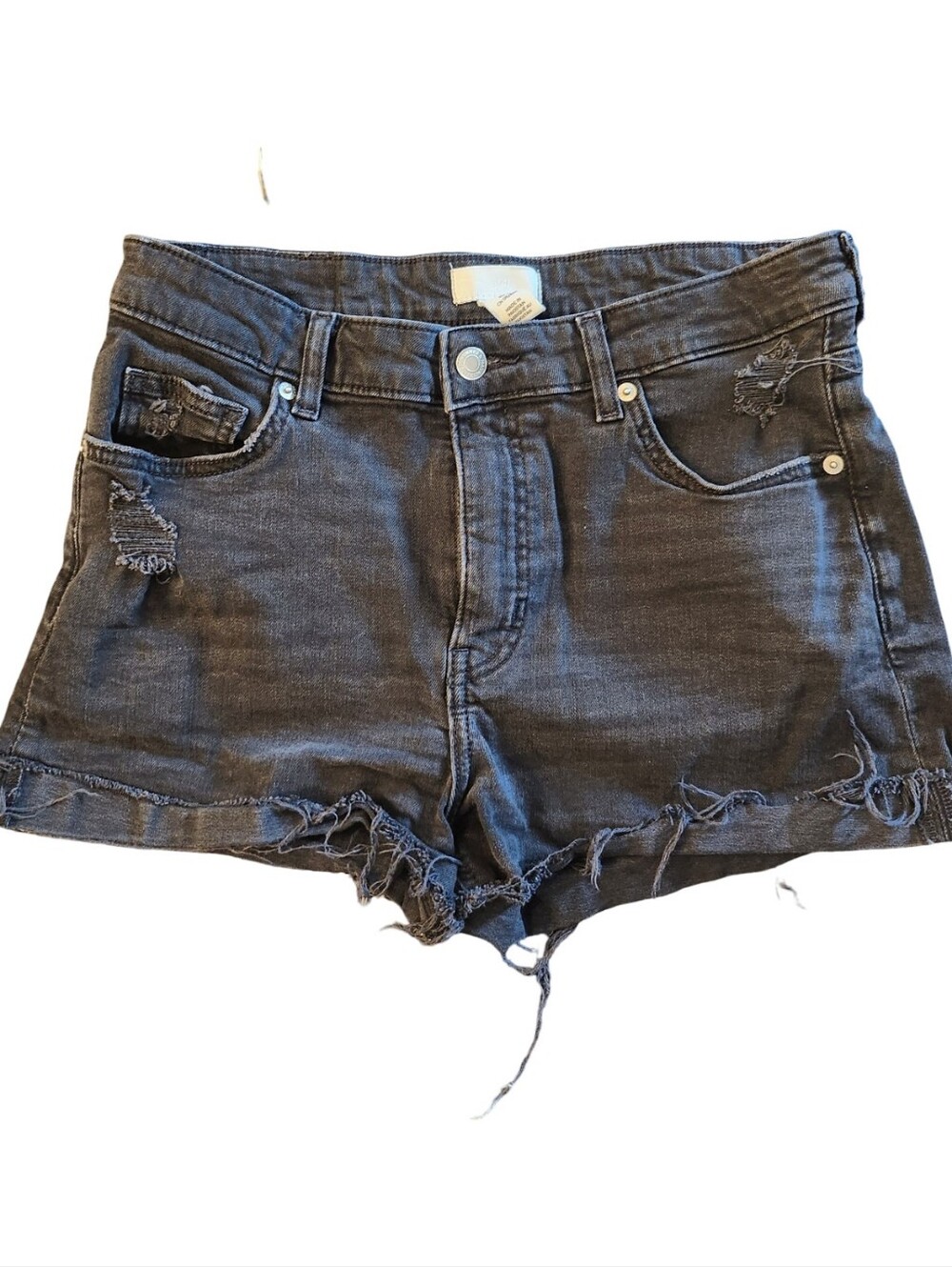 H&M Black Distressed Denim Jean Shorts